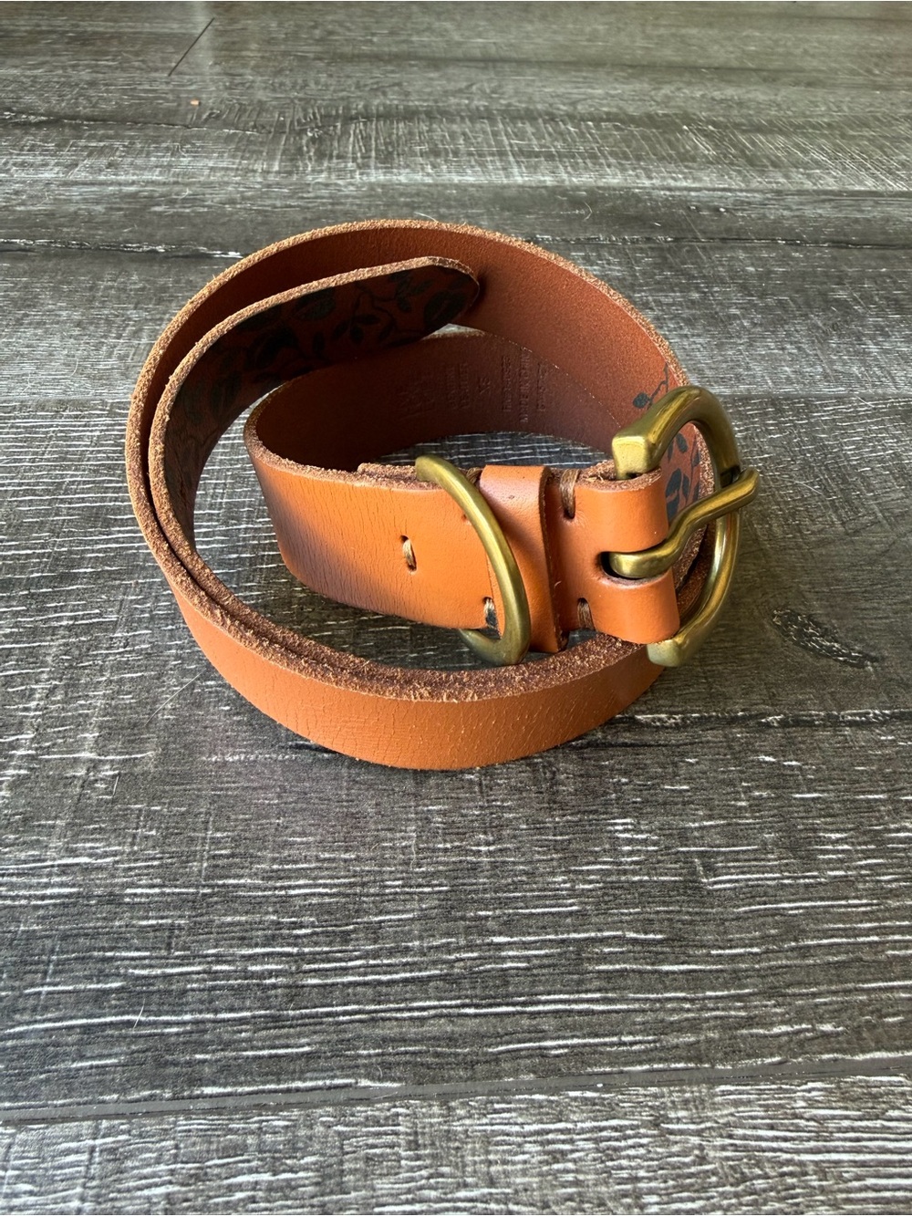 LOFT Genuine Leather Belt - Tan with Floral Detail - Size XS